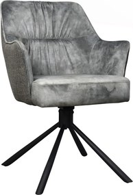 Otočná jedálenská stolička Axel, stredne šedá zamatová látka/tkanina