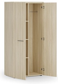 Kancelárska šatníková skriňa PRIMO WOOD, 3 police, šatníková tyč, 800 x 500 x 1781 mm, dub prírodný