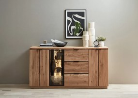 Komoda Napoli 20 s LED osvětlením 180 cm z masivu dub Bianco