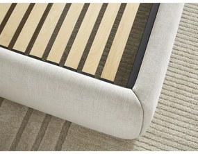 Béžová čalúnená dvojlôžková posteľ s úložným priestorom/bez čela s roštom 180x200 cm Inera – Bobochic Paris