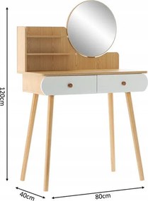 Toaletný stolík NORDIC WOOD naturálny / biely PHO7865