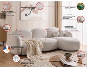 Krémová rohová pohovka z textílie buklé (pravý roh/s leňoškou) Orbit – Ropez