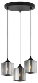 Závesné svietidlo Riffle Square, 3x grafitové sklenené tienidlo, b, o