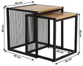 Tempo Kondela Konferenčné stolíky, set 2 ks, dub/čierny, RIMBO