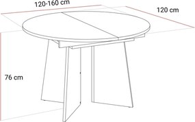 Jedálensky rozkladací stôl AYLIN kráľovský orech 120cm