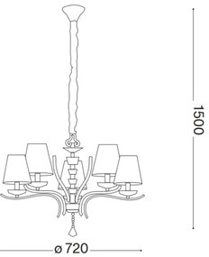 Ideal Lux - Luster na reťazi PEGASO 5xE14/28W/230V pr. 72 cm zlatá