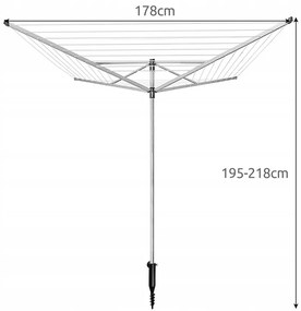 Gardlov 24225 Stojaci záhradný sušiak na bielizeň 178 x 178 x 195 - 218 cm