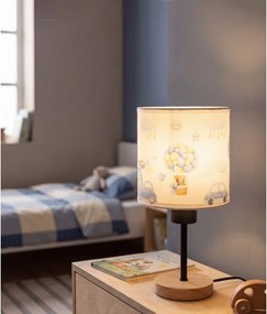 BRILAGI - Stolná lampa BOBO WOOD 1xE27/25W/230V dub/čierna/biela/modrá/medvedíky