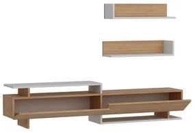 Obývacia stena Alcaraz (teak + biela). Akcia -19%. Vlastná spoľahlivá doprava až k Vám domov. 1101400