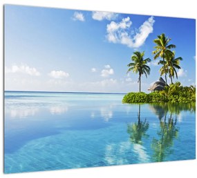 Sklenený obraz - Tropický ostrov (70x50 cm)