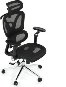 Kancelárska ergonomická stolička PORTE — sieťovina, čierna