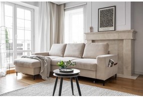 Béžová menčestrová rozkladacia rohová pohovka (ľavý roh) Lofty Lilly – Miuform