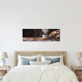 Obraz - Čas na kávu (s hodinami) (90x30 cm)