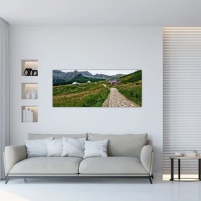 Obraz - Horská krajina s domčekmi (120x50 cm)