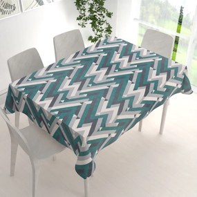 Biante Zamatový obdĺžnikový obrus Tamara TMR-026 Zeleno-sivý designový cik-cak 120x180 cm