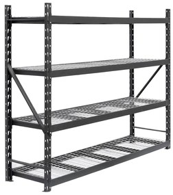 Kovový regál STRONG 183x196x55cm, 4x sieťová polica, 650kg na policu, antracitová farba