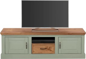 Svetlozelený TV stolík z borovicového dreva 160x50 cm Selma – Støraa