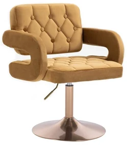 LuxuryForm DESIGN Kreslo ADRIA VELUR na zlatom tanieri - hnedé