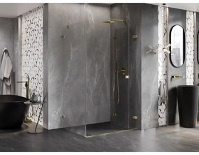 Mexen Lunar-F, sklápací sprchový kút pravý 100 x 80 cm, 8mm číre sklo, zlatý profil, 836-100-080-50-00-P
