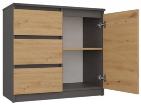 Komoda Musecalo 12 (antracit + dub artisan). Akcia -20%. Vlastná spoľahlivá doprava až k Vám domov. 1132866