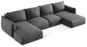 Tmavosivá rozkladacia rohová pohovka (do tvaru "U") Leila – Makamii