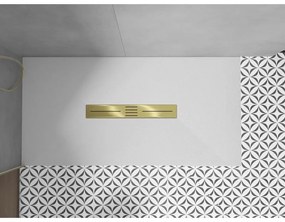 Mexen Toro, SMC obdĺžniková sprchová vanička 200 x 70 cm, biela, zlatá krytka, 43107020-G