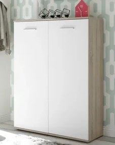 Skrinka s policami/botník Manolo 90 cm, dub sonoma/biela%