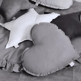 Ľanový vankúš srdca tmavo šedá 44cm