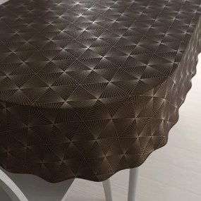 Biante Zamatový oválny obrus Isabela IBL-012 Rose Gold trojuholníky na hnedom 60x100 cm