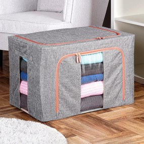 Látkový pevný box na uskladnenie textilu, sivý PILLOW 60 x 42 x 40 cm (100l)