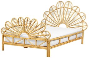 Ratanová pávia posteľ 140 x 200 cm svetlé drevo FLORENTINE Beliani
