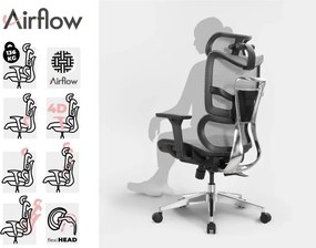 Ergonomická sieťovaná kancelárska stolička MOSH Airflow 690 – čierno-biela