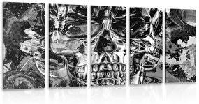 5-dielny obraz umelecká lebka v čiernobielom prevedení Varianta: 200x100