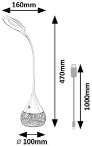 Rabalux 74248 funkčná a dekoratívna stolná LED lampa s glitrami Vivter, 4W, 2200lm, IP20