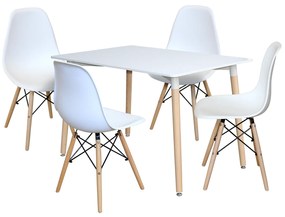 Idea Jedálenský stôl 80x80 UNO biely + 4 stoličky UNO biele