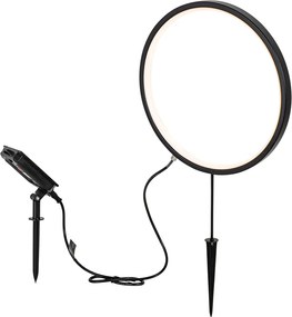Sada 2 čiernych bodových svetiel 60 cm vrátane nabíjateľného LED a solárneho IP65 - Adalind