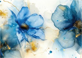 Sklenený obraz - Kvetinová, atramentová maľba (70x50 cm)