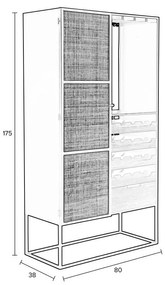 Čierna ratanová vinotéka na 16 fliaš, 80x175 cm Guuji - White Label