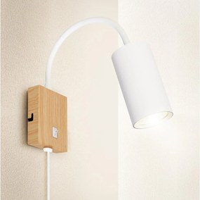 Brilagi - Flexibilné nástenné svietidlo SELE 1xGU10/30W/230V biele/dubový dekor