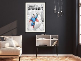Artgeist Plagát - World of Superheroes [Poster] Veľkosť: 30x45, Verzia: Čierny rám s passe-partout