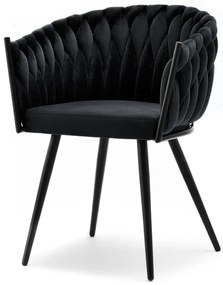 Dizajnová jedálenská stolička EMILY čierna + čierne nožičky