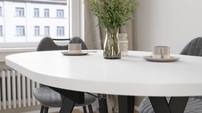 Mazzoni ALMO Biely mat / čierne nohy - OVÁLNY ROZKLADACÍ STÔL 140-240 cm PRE 10-12 OSÔB