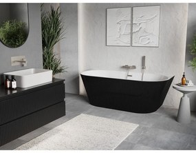 Mexen Oris, voľne stojaca ryhovaná vaňa 170 x 80 cm, biela-čierna, oceľový prepad, 52871708075-97