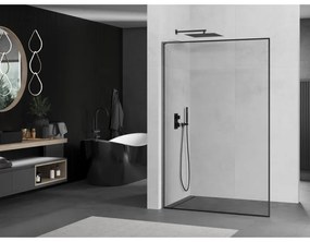 Mexen Kioto L, sprchová zástena Walk-In 70 x 200 cm, 8mm číre sklo čierny vzor, grafitový profil, 800-070-103-66-70