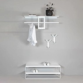 Biely oceľový nástenný vešiak s poličkou 100 cm Luno Small – Spinder Design