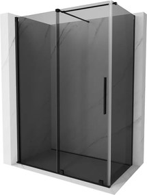 Mexen Velar, sprchový kút s posuvnými dverami 160 x 75 cm, 8mm šedé sklo, čierna matná, 871-160-075-41-70
