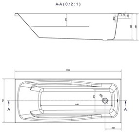 Cersanit Lana, akrylátová vaňa 170x70cm, biela, S301-163