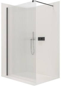CERANO - Sprchová zástena Walk-in Onyx Ľ/P - guľatá vzpera - čierna matná, ryhované sklo - 70x200 cm, CER-CER-8050BD313