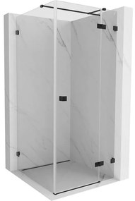 Mexen Lunar T výklopný sprchový kút pravý 120 x 120 cm, číre sklo, čierna matná, 834T-120-120-70-00-P