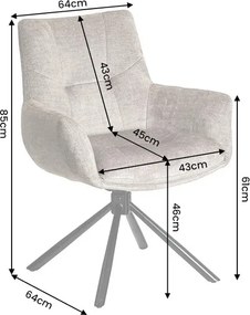 Dizajnová otočná stolička Vondila taupe zamat